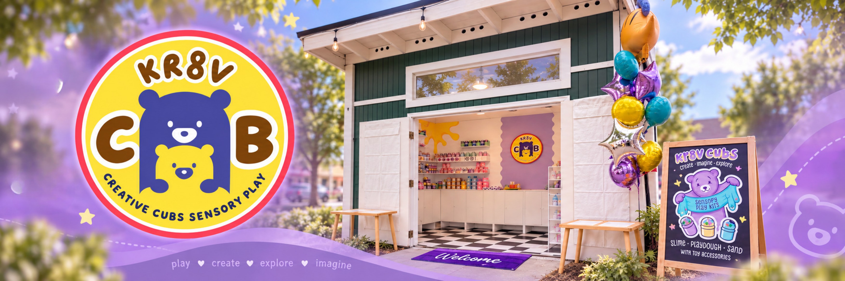 Kr8v Cubs sensory play store in Bothell with the Creative Cubs logo